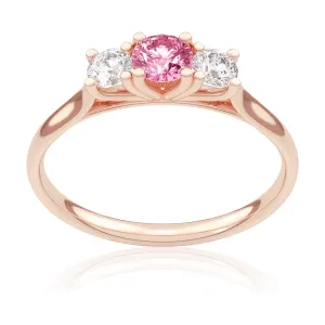 Pierścionek zaręczynowy z różowego złota z różowym szafirem i brylantami Trilogy 0,52 ct