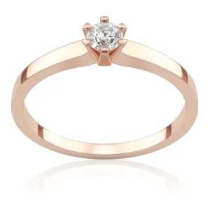 Pierścionek zaręczynowy z różowego złota z brylantem Classic Six 0,18 ct