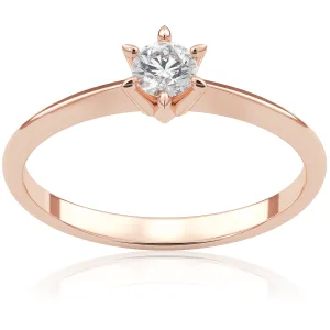 Pierścionek zaręczynowy z różowego złota z brylantem Snowflake 0,18 ct