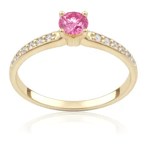 Pierścionek zaręczynowy z żółtego złota z różowym szafirem i brylantami Eternal 0,34ct