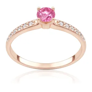 Pierścionek zaręczynowy z różowego złota z różowym szafirem i brylantami Eternal 0,34ct