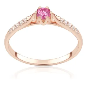 Pierścionek zaręczynowy z różowego złota z różowym szafirem i&nbsp;brylantami Wonder 0,22 ct