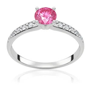 Pierścionek zaręczynowy z białego złota z różowym szafirem i brylantami Eternal 0,63 ct