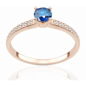 Pierścionek zaręczynowy z różowego złota z niebieskim szafirem i brylantami Eternal 0,43 ct