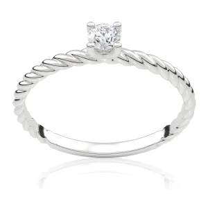 Pierścionek zaręczynowy z białego złota z diamentem Fortune 0,14 ct