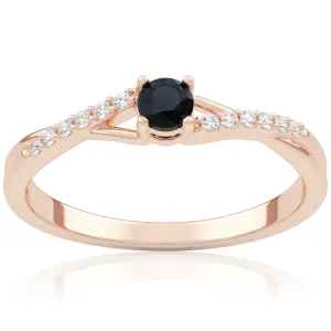 Pierścionek zaręczynowy z różowego złota z czarnym diamentem i&nbsp;brylantami Ivy 0,15 ct