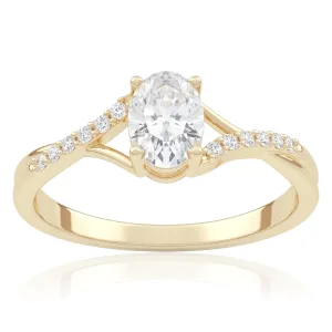 Pierścionek zaręczynowy z żółtego złota z diamentami laboratoryjnymi Liane 0,55 ct