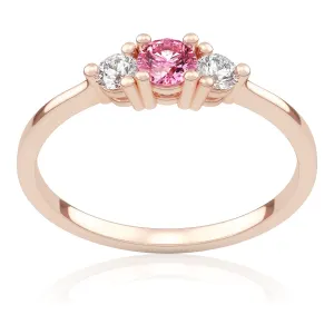 Pierścionek zaręczynowy z różowego złota z różowym szafirem i brylantami Queen 0,30 ct