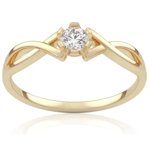 Pierścionek zaręczynowy z żółtego złota z diamentem Frances 0,18 ct