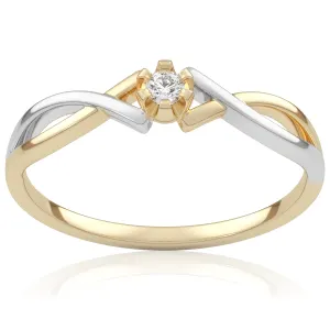 Pierścionek zaręczynowy z żółtego złota z diamentem Frances 0,04 ct