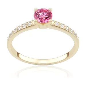 Pierścionek zaręczynowy z żółtego złota z różowym szafirem i brylantami Eternal 0,53 ct