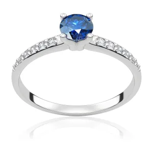 Pierścionek zaręczynowy z białego złota z niebieskim szafirem i brylantami Eternal 0,53 ct