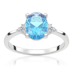 Pierścionek zaręczynowy z białego złota z topazem Swiss Blue i brylantami Enchanted 1,45 ct
