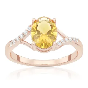 Pierścionek zaręczynowy z różowego złota z cytrynem i&nbsp;brylantami Liane 1,05 ct