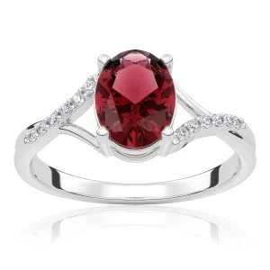 Pierścionek zaręczynowy z białego złota z granatem i brylantami Liane 1,45 ct