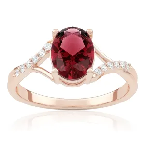 Pierścionek zaręczynowy z różowego złota z granatem i brylantami Liane 1,45 ct
