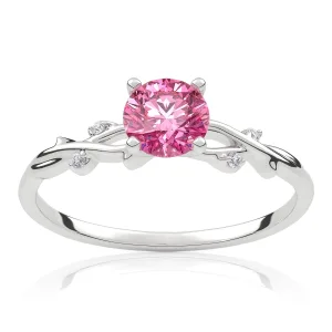 Pierścionek zaręczynowy z białego złota z różowym szafirem i&nbsp;brylantami Rosie 0,46 ct 