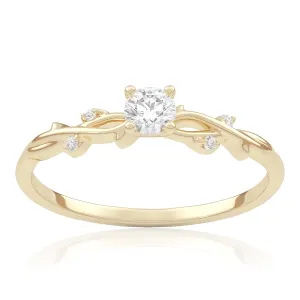 Pierścionek zaręczynowy z żółtego złota z brylantami Rosie 0,16 ct 