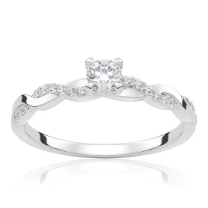 Pierścionek zaręczynowy z białego złota z brylantami Willow 0,21 ct