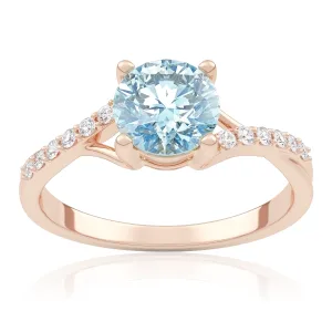 Pierścionek zaręczynowy z różowego złota z niebieskim diamentem laboratoryjnym i diamentami laboratoryjnymi Ivy 1,10 ct