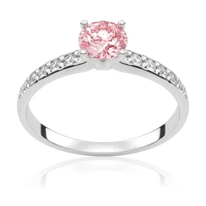 Pierścionek zaręczynowy z białego złota z różowym diamentem laboratoryjnym i&nbsp;brylantami Eternal 0,63 ct