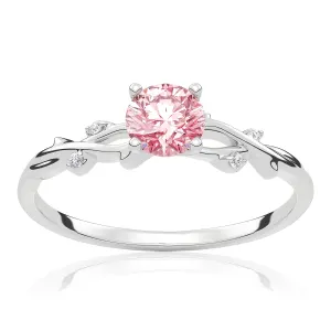 Pierścionek zaręczynowy z białego złota z różowym diamentem laboratoryjnym i&nbsp;diamentami laboratoryjnymi Rosie 0,41 ct