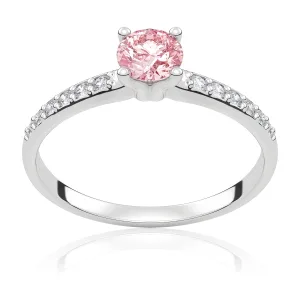 Pierścionek zaręczynowy z białego złota z różowym diamentem laboratoryjnym i&nbsp;brylantami Eternal 0,53 ct