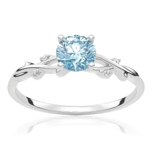 Pierścionek zaręczynowy z białego złota z niebieskim diamentem laboratoryjnym i&nbsp;diamentami laboratoryjnymi Rosie 0,51 ct 