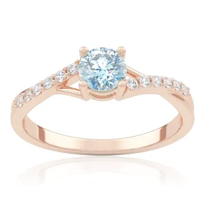 Pierścionek zaręczynowy z różowego złota z niebieskim diamentem laboratoryjnym i diamentami laboratoryjnymi Ivy 0,50 ct