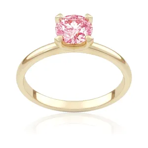 Pierścionek zaręczynowy z żółtego złota z różowym diamentem laboratoryjnym Beloved 0,70 ct