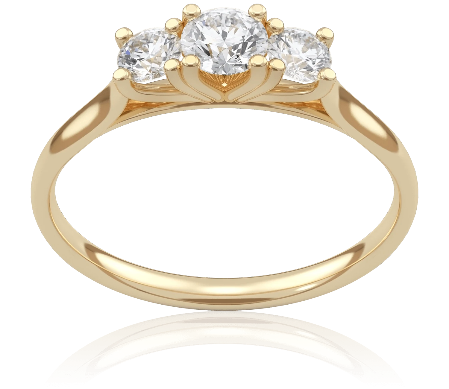 Pierścionek zaręczynowy z żółtego złota z diamentami Trilogy 0,52 ct