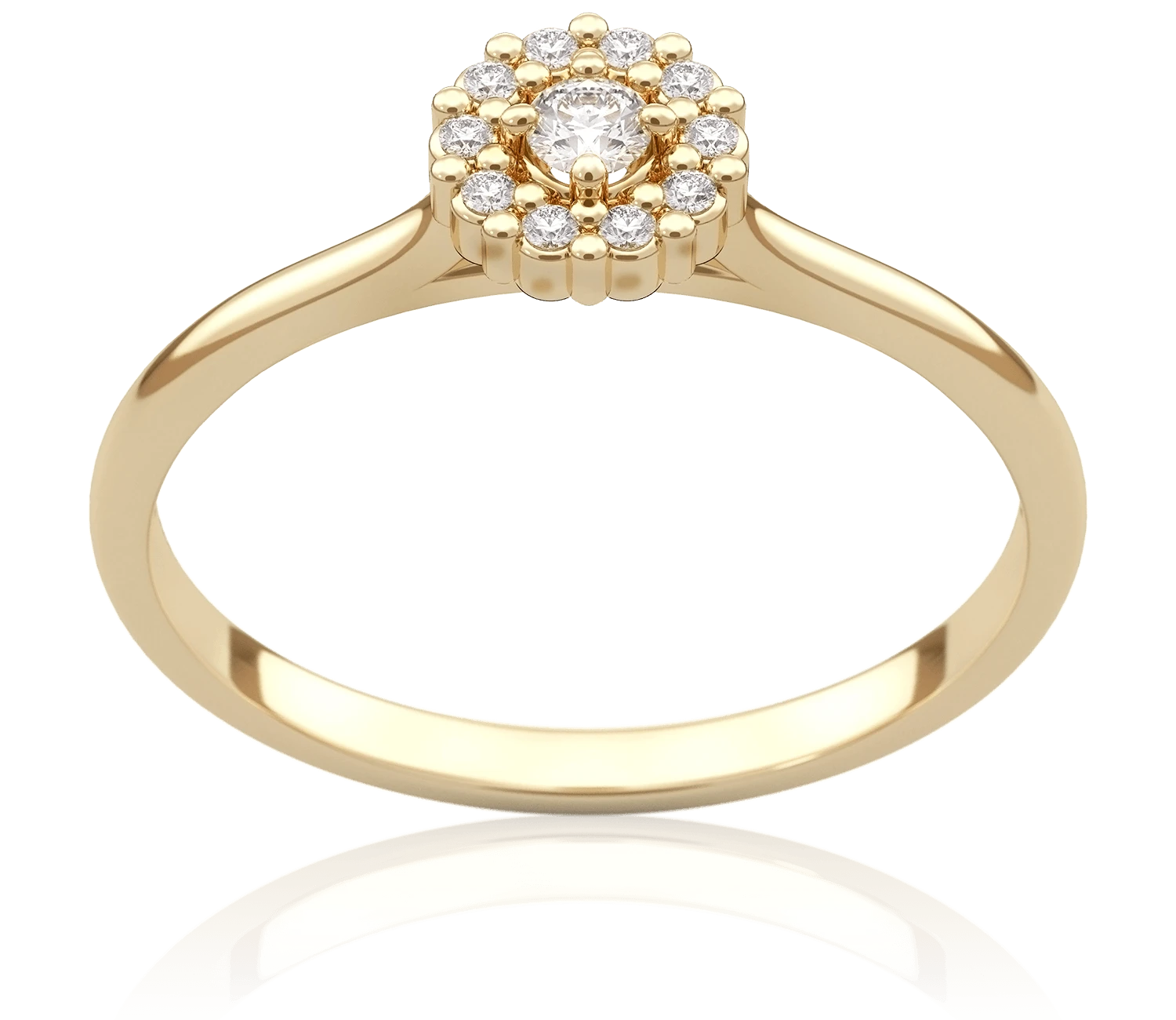 Pierścionek zaręczynowy z żółtego złota z diamentami Darling 0,09 ct