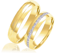Obrączki ślubne z brylantami z żółtego złota