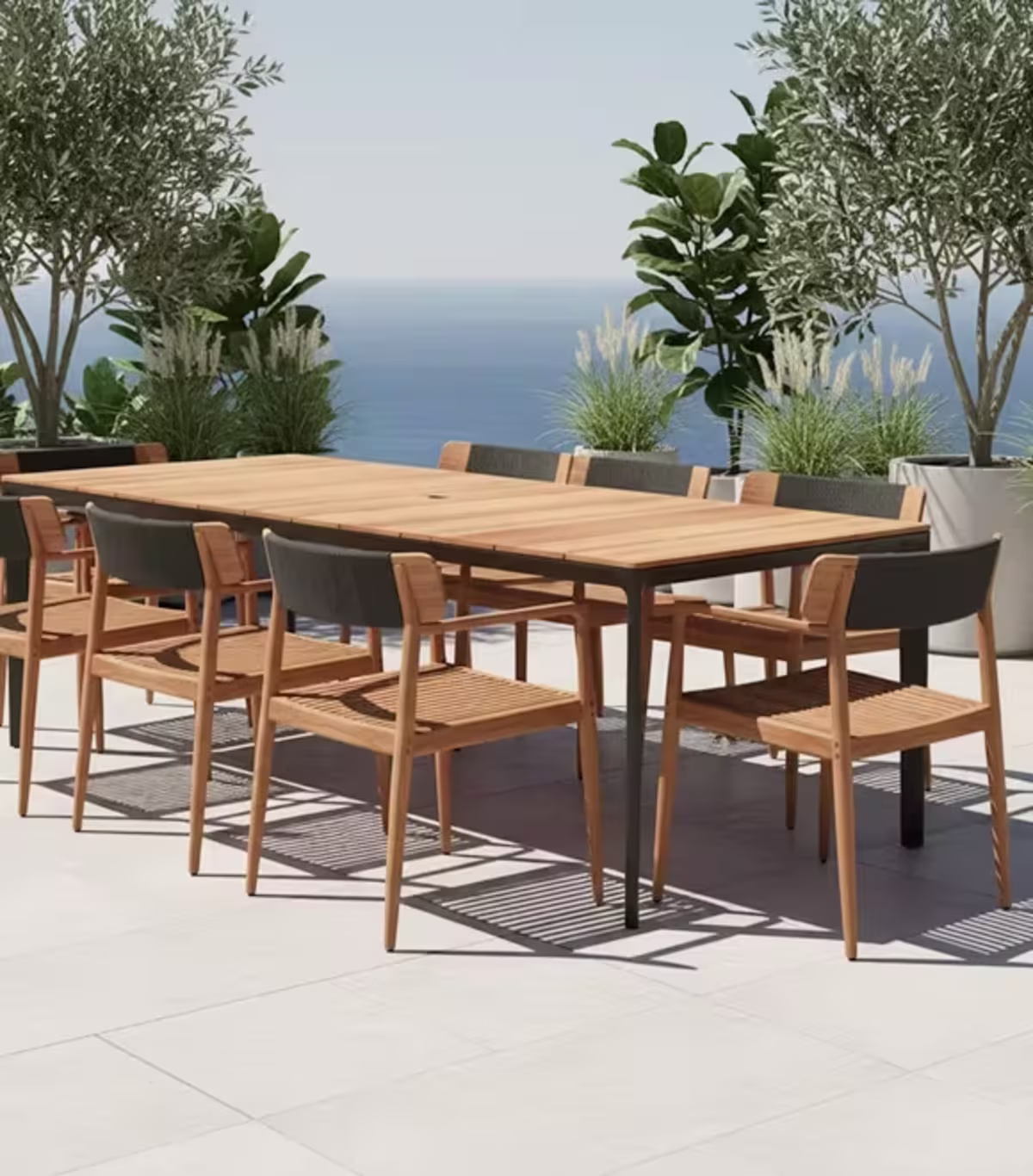 Teak Outdoor Dining Set for 8–10