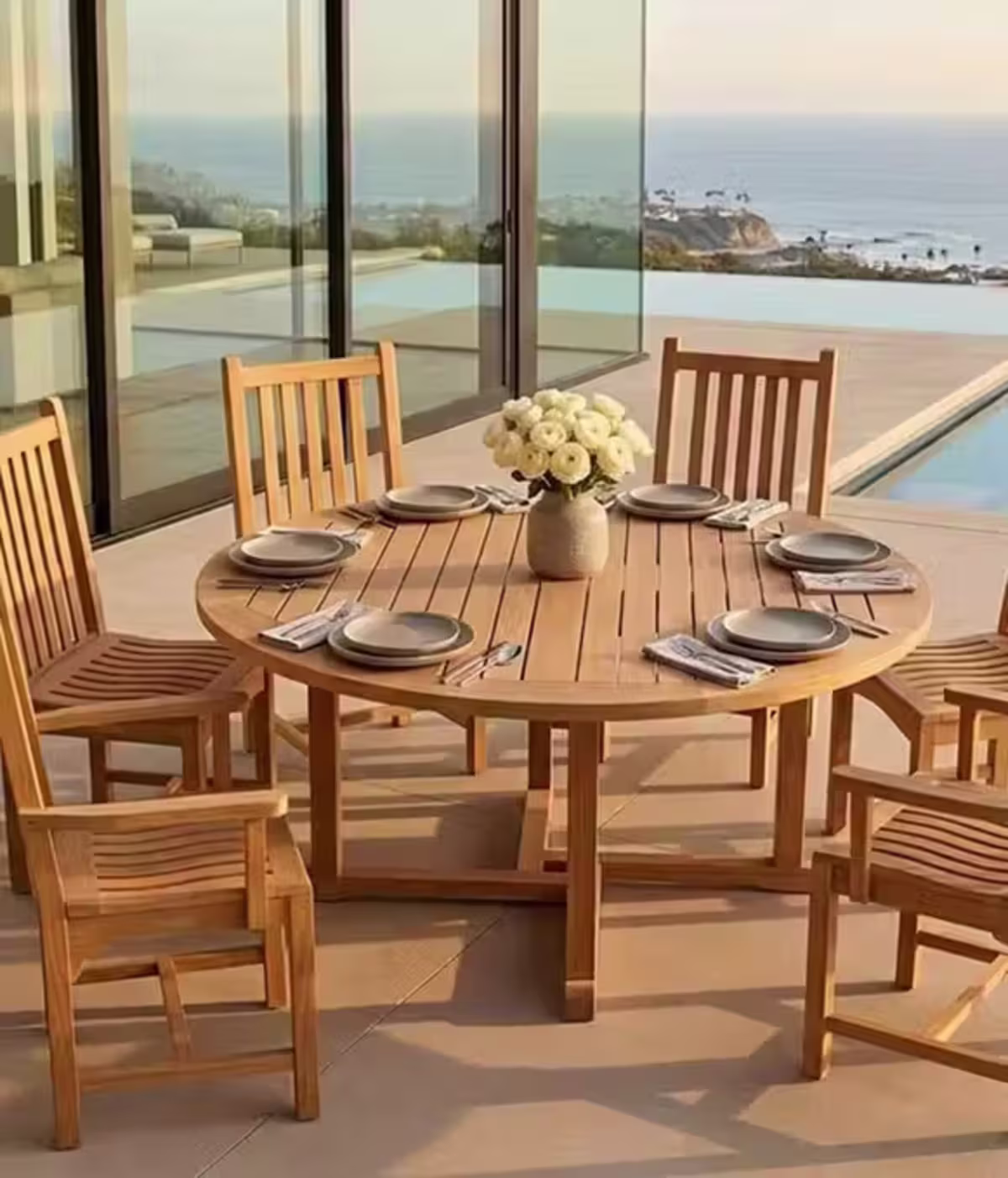 Best Round Outdoor Dining Table: Kingsley Bate Essex 60" Teak Round Dining Table image