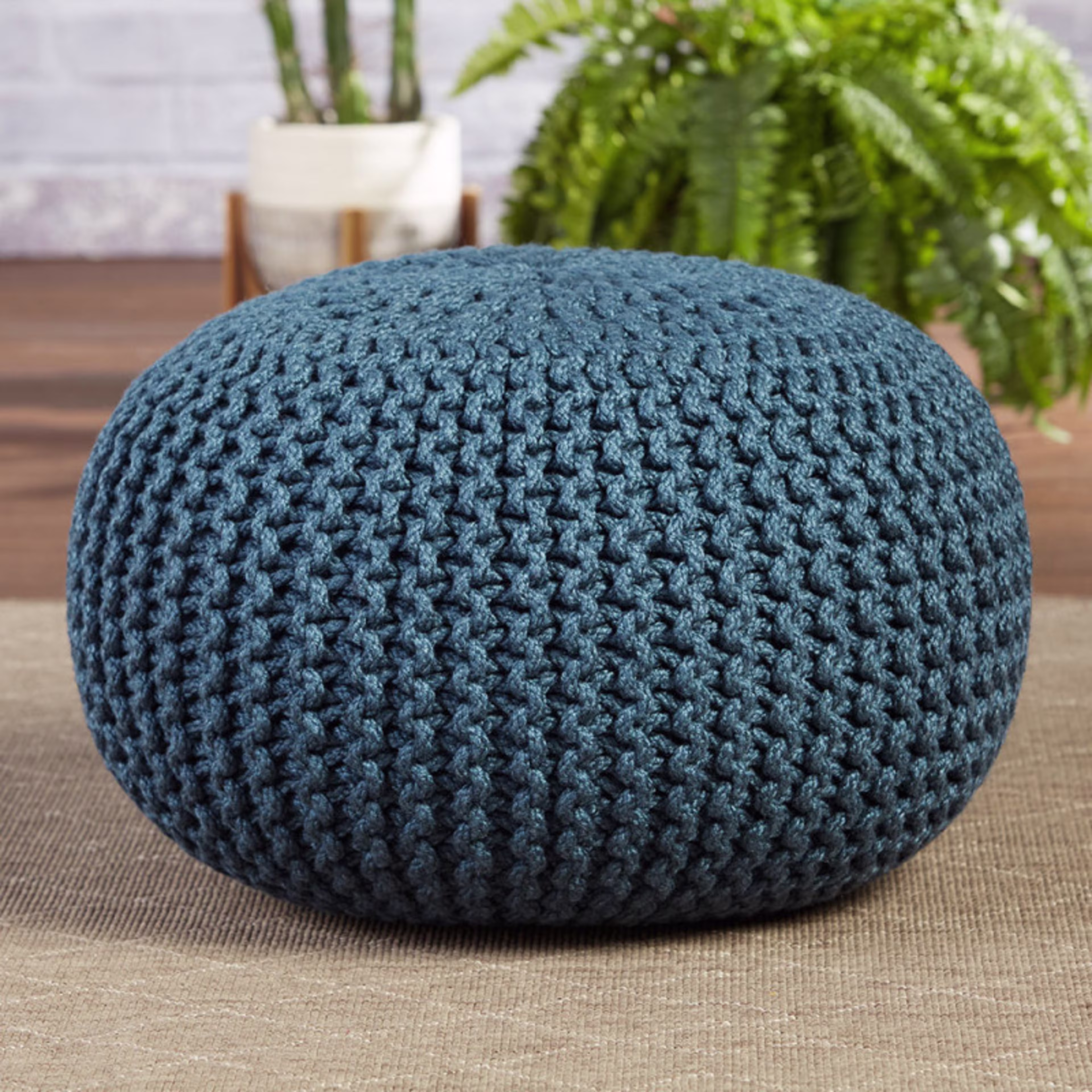 Jaipur Living Vibe Asilah Blue Round Outdoor Pouf