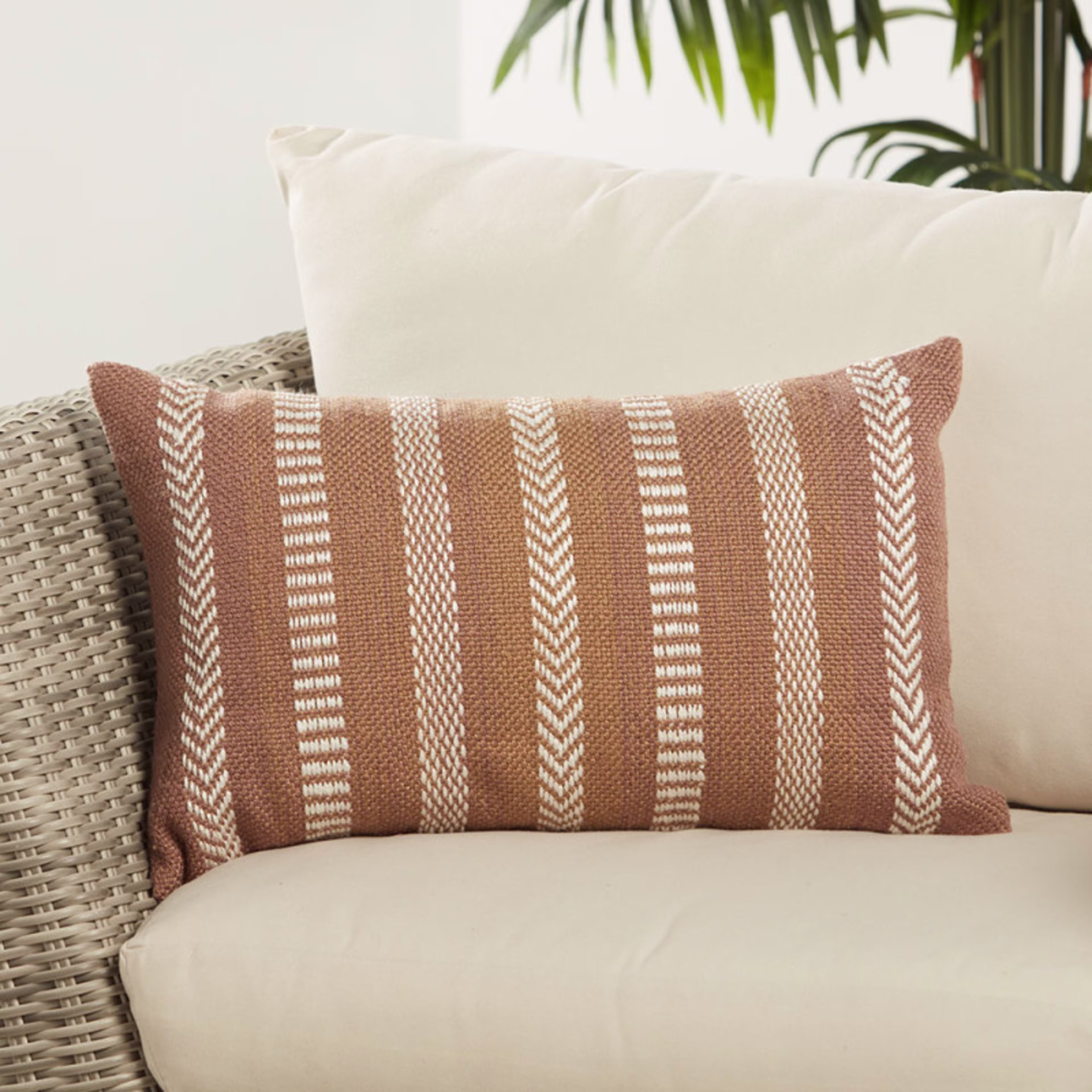 Jaipur Living 21" x 13" Vibe Papyrus Tan Lumbar Outdoor Pillow