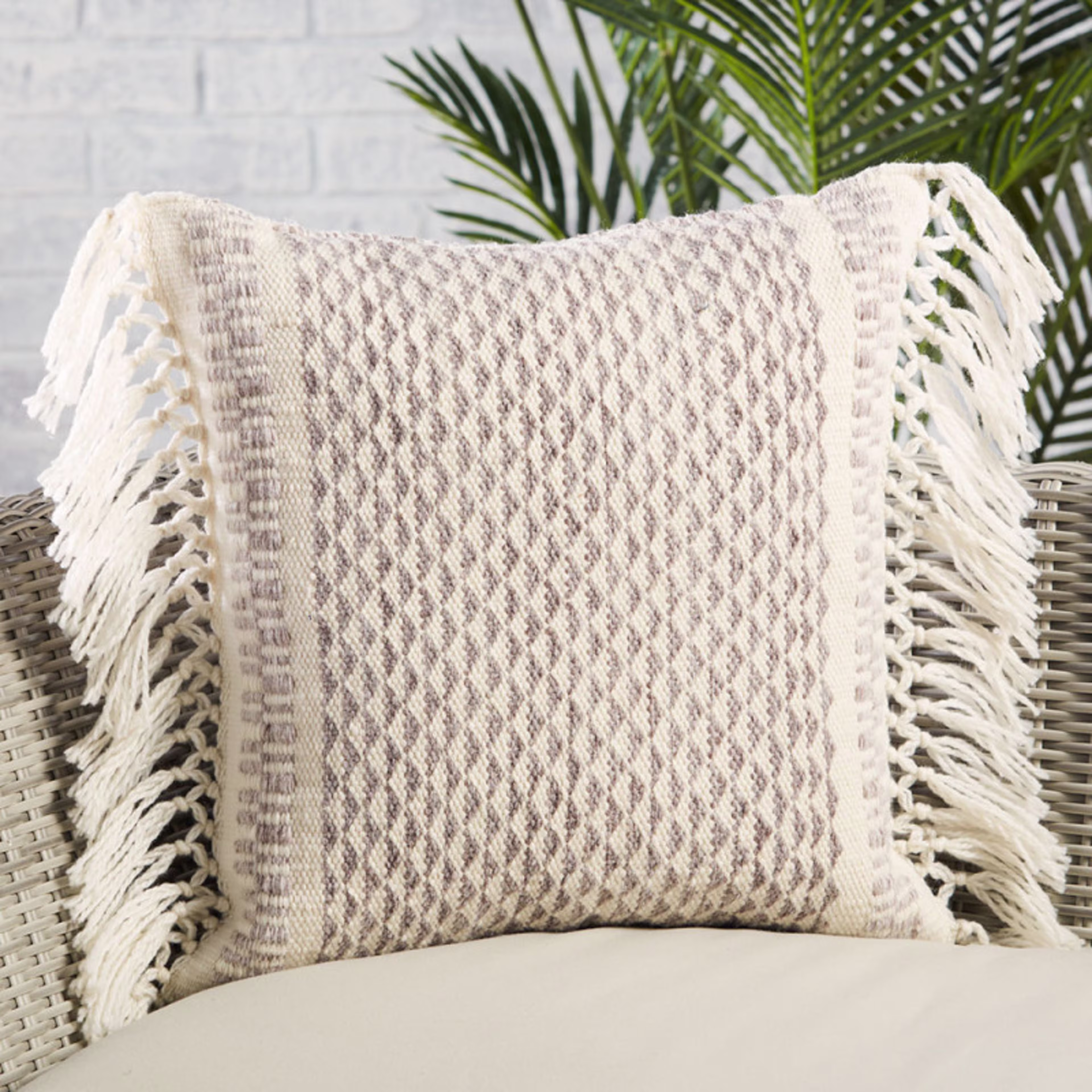 Jaipur Living 18" x 18" Vibe Haskell Taupe Outdoor Pillow