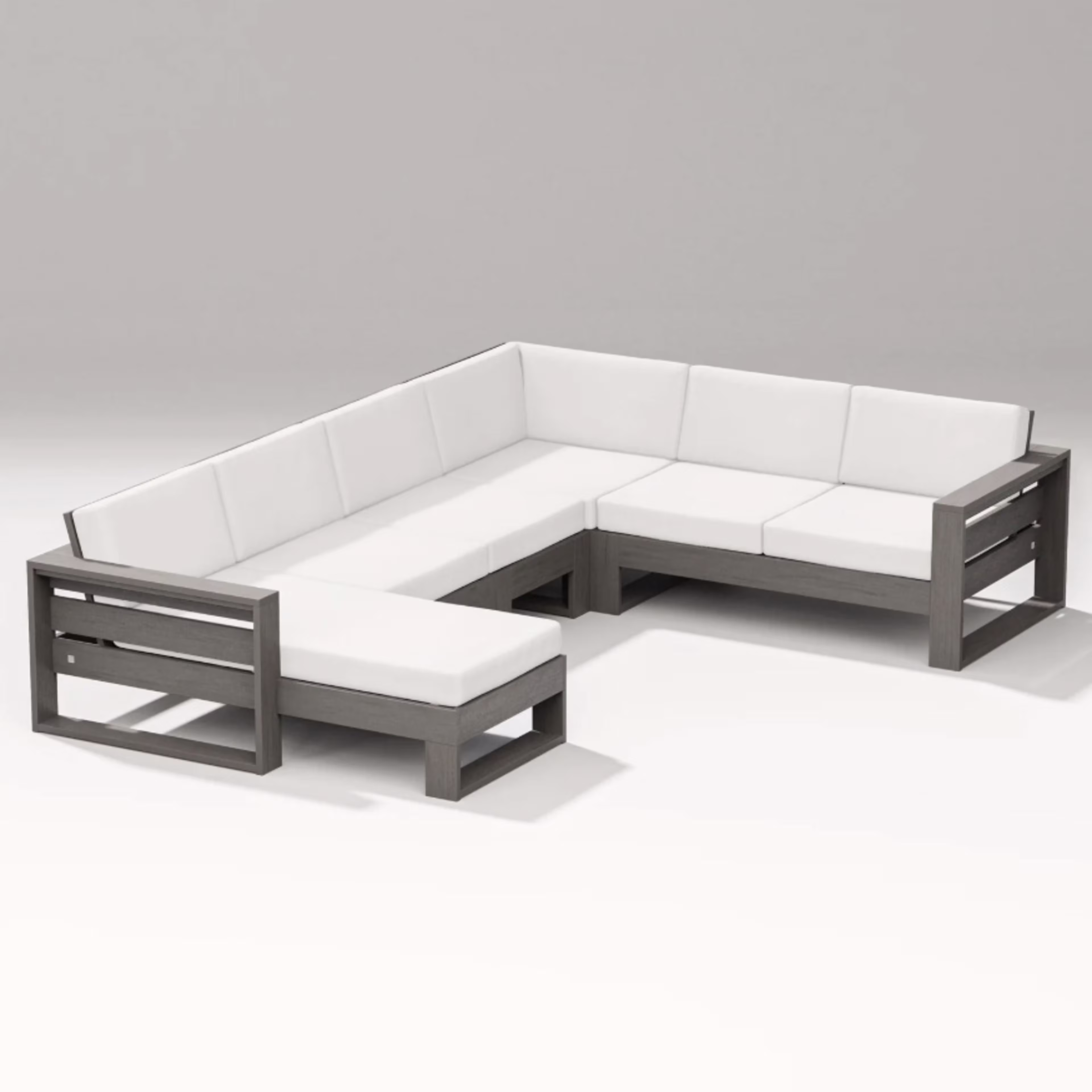 Polywood Latitude 5-Piece Corner Outdoor Sectional Sofa w/ Left Chaise