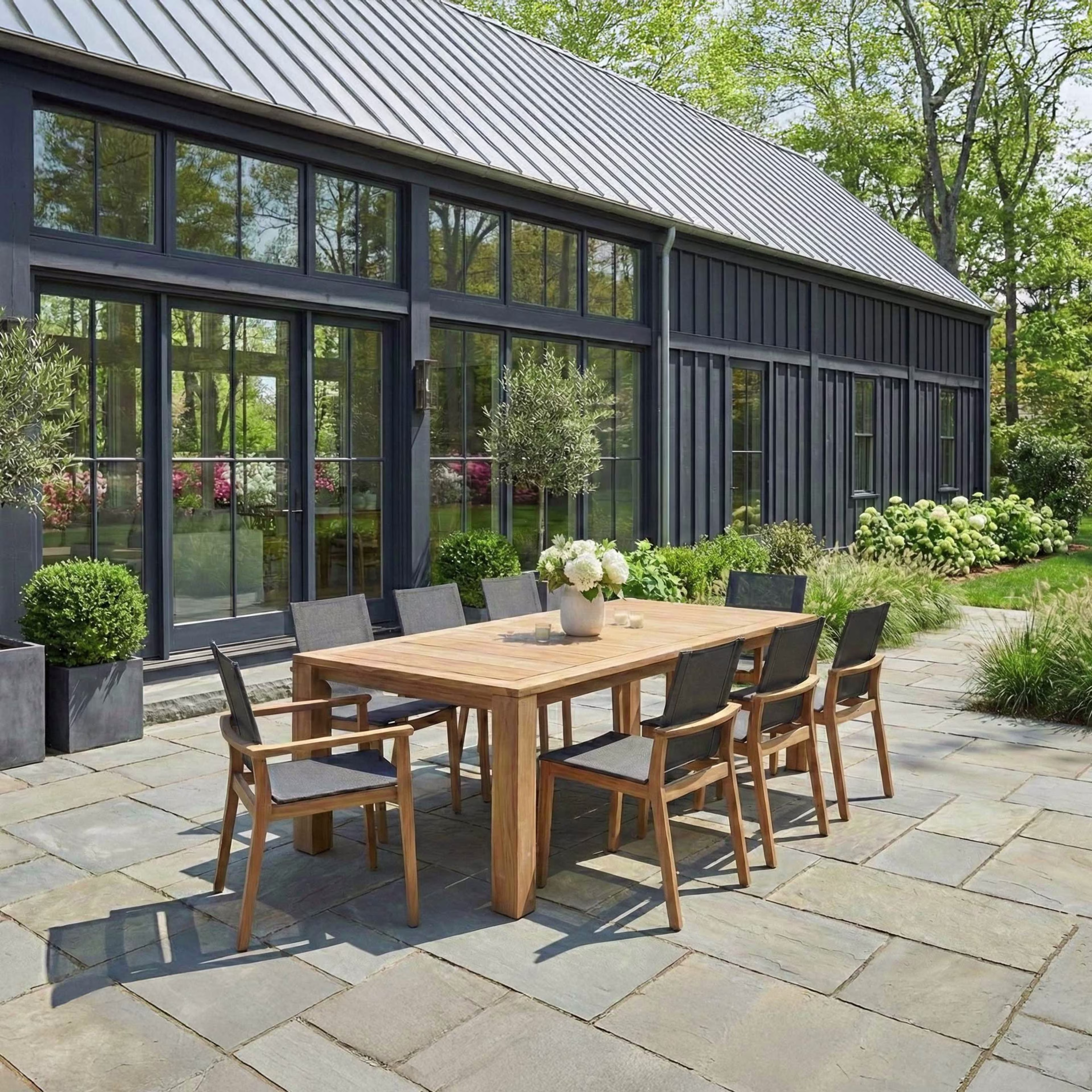 POVL Outdoor Foundation/Menlo 9-Piece 97" Rectangular Patio Dining Set