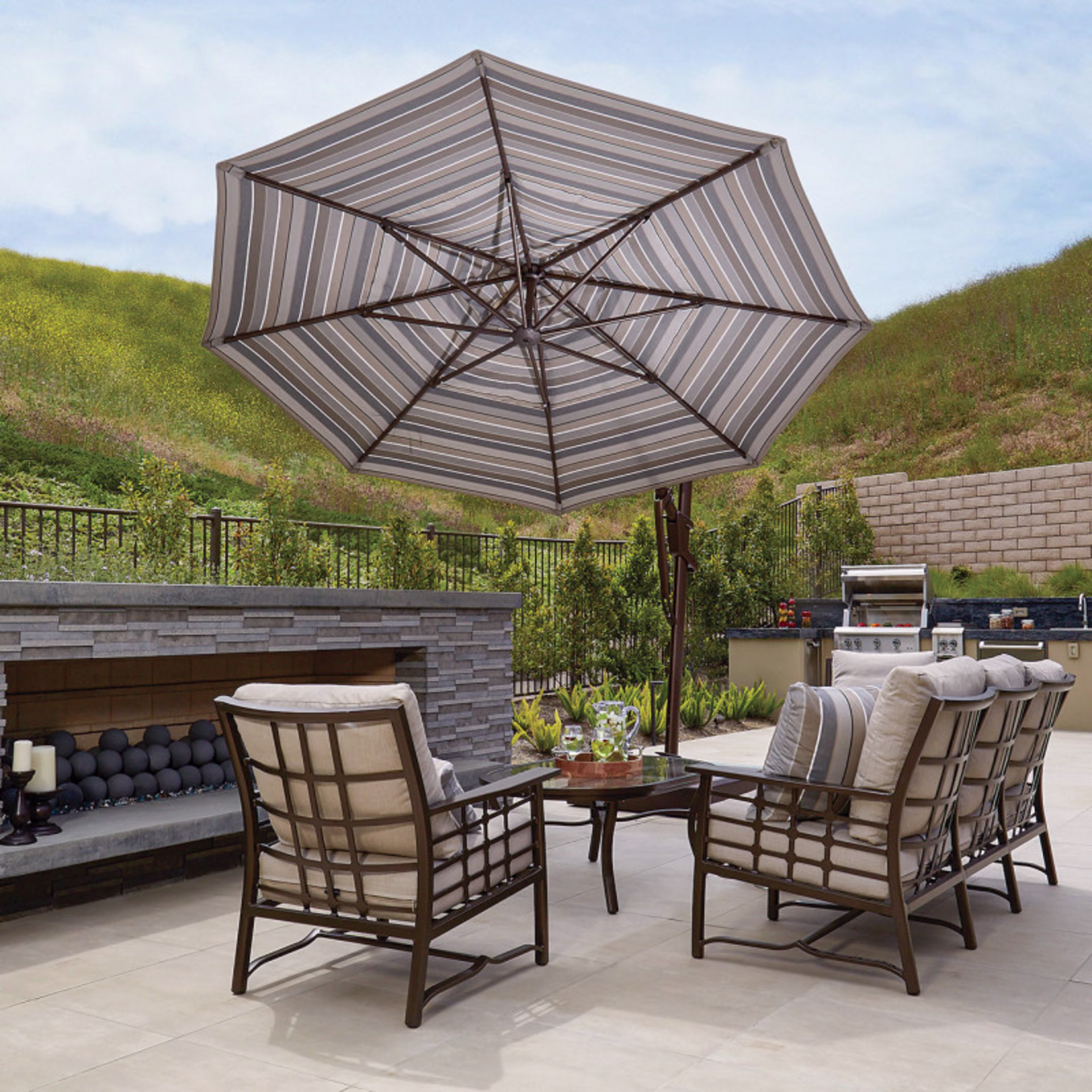 Treasure Garden AKZ PLUS 11' Octagonal Aluminum Cantilever Patio Umbrella - Quick Ship