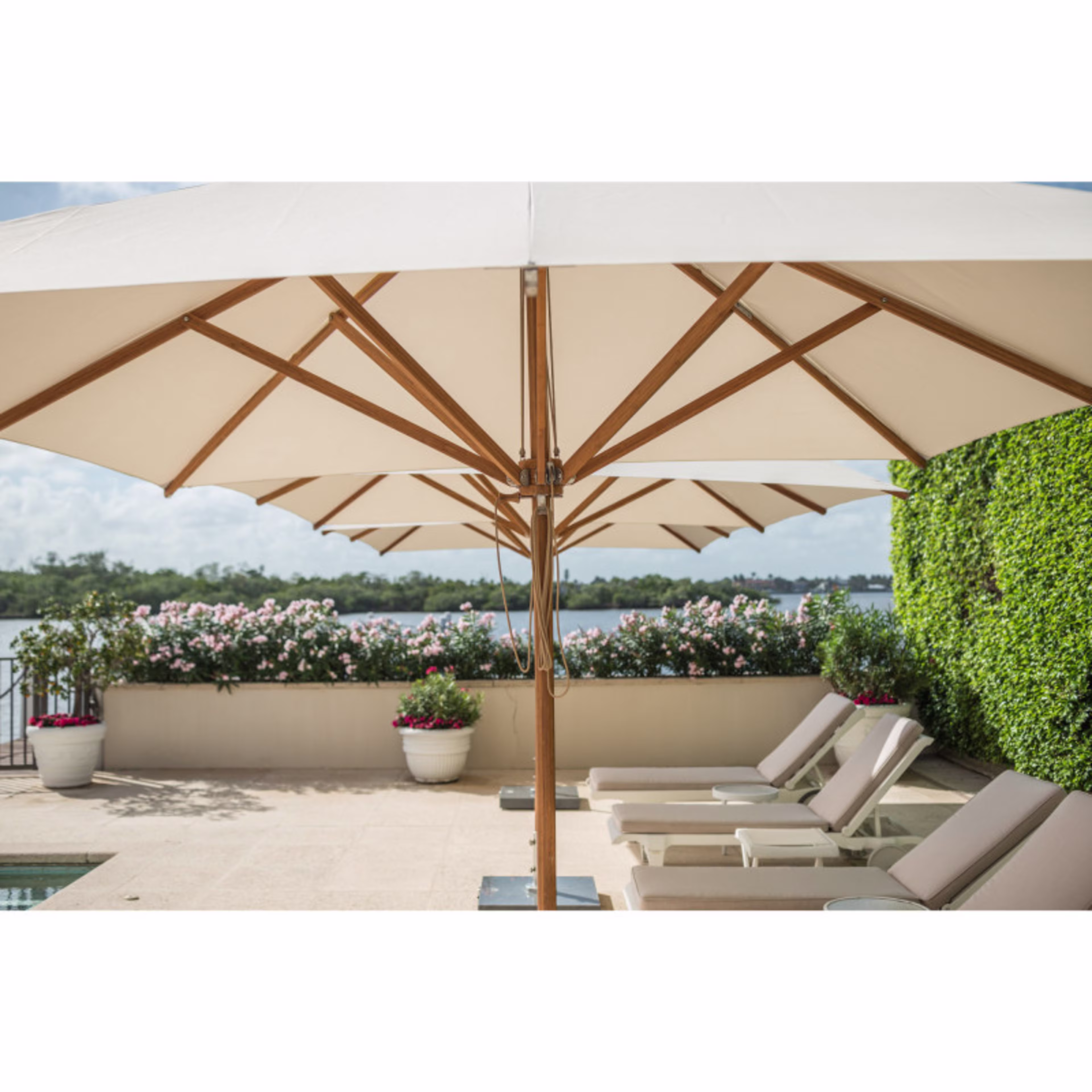 Bambrella Levante 11' Square Bamboo Market Patio Umbrella