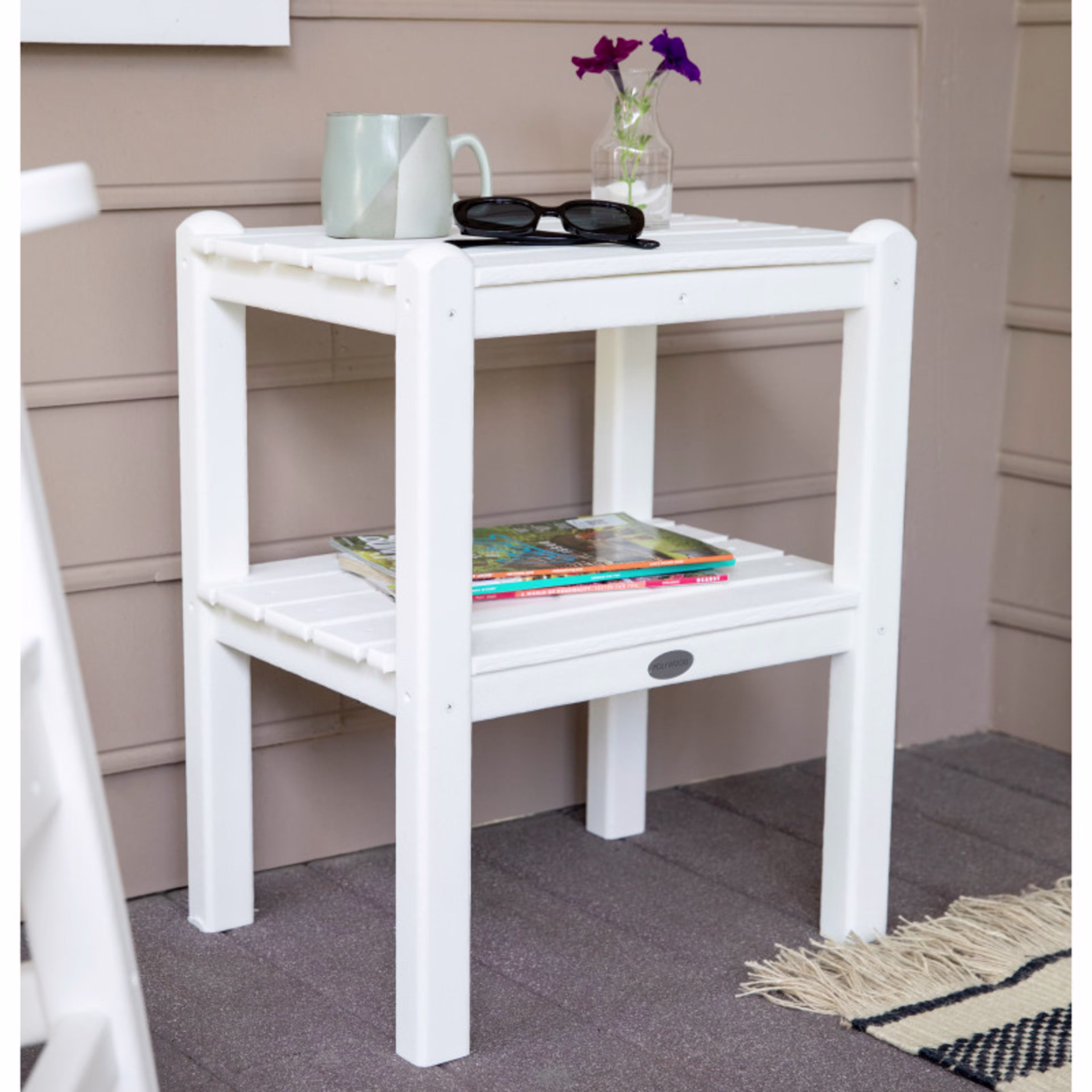 Polywood Two Shelf 19" Rectangular Side Table