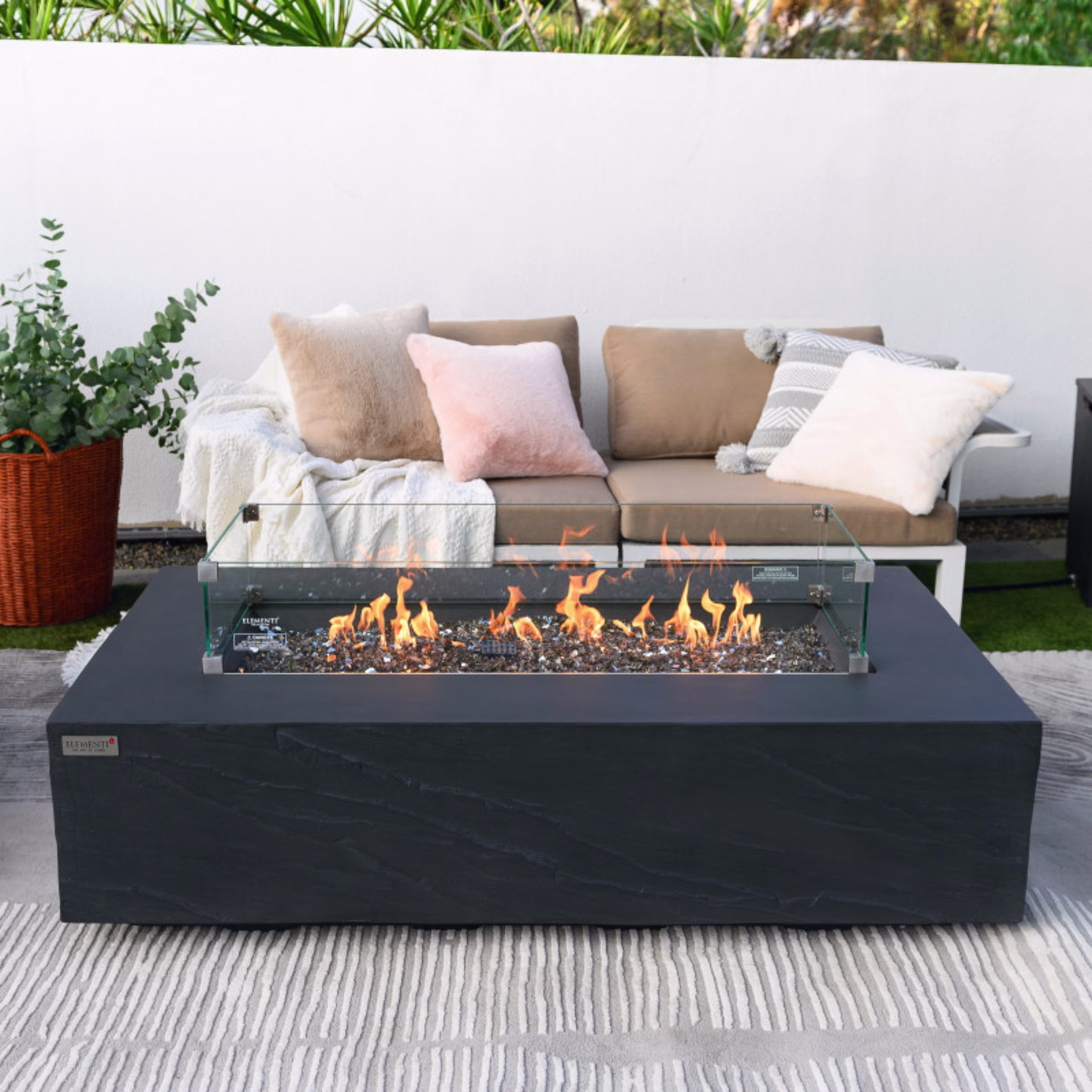 Elementi Plus Cape Town 56" Rectangular Concrete Gas Fire Table