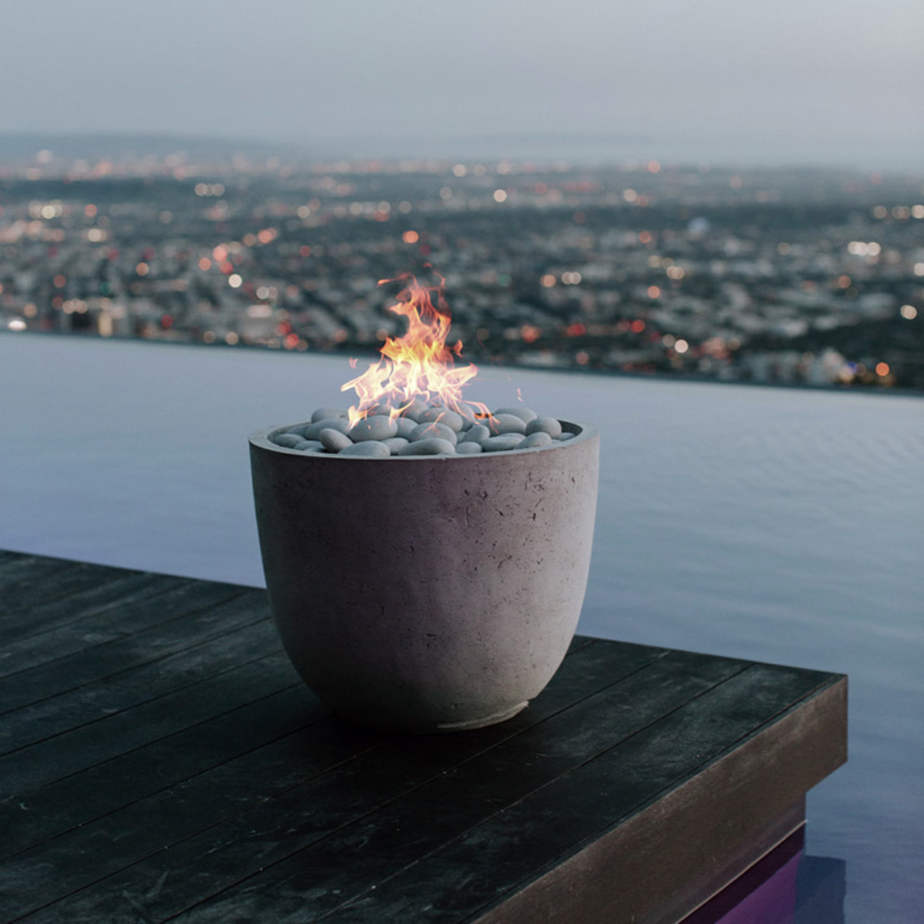 DEKKO Fire Pits Element 20.5" Round Concrete Gas Fire Bowl