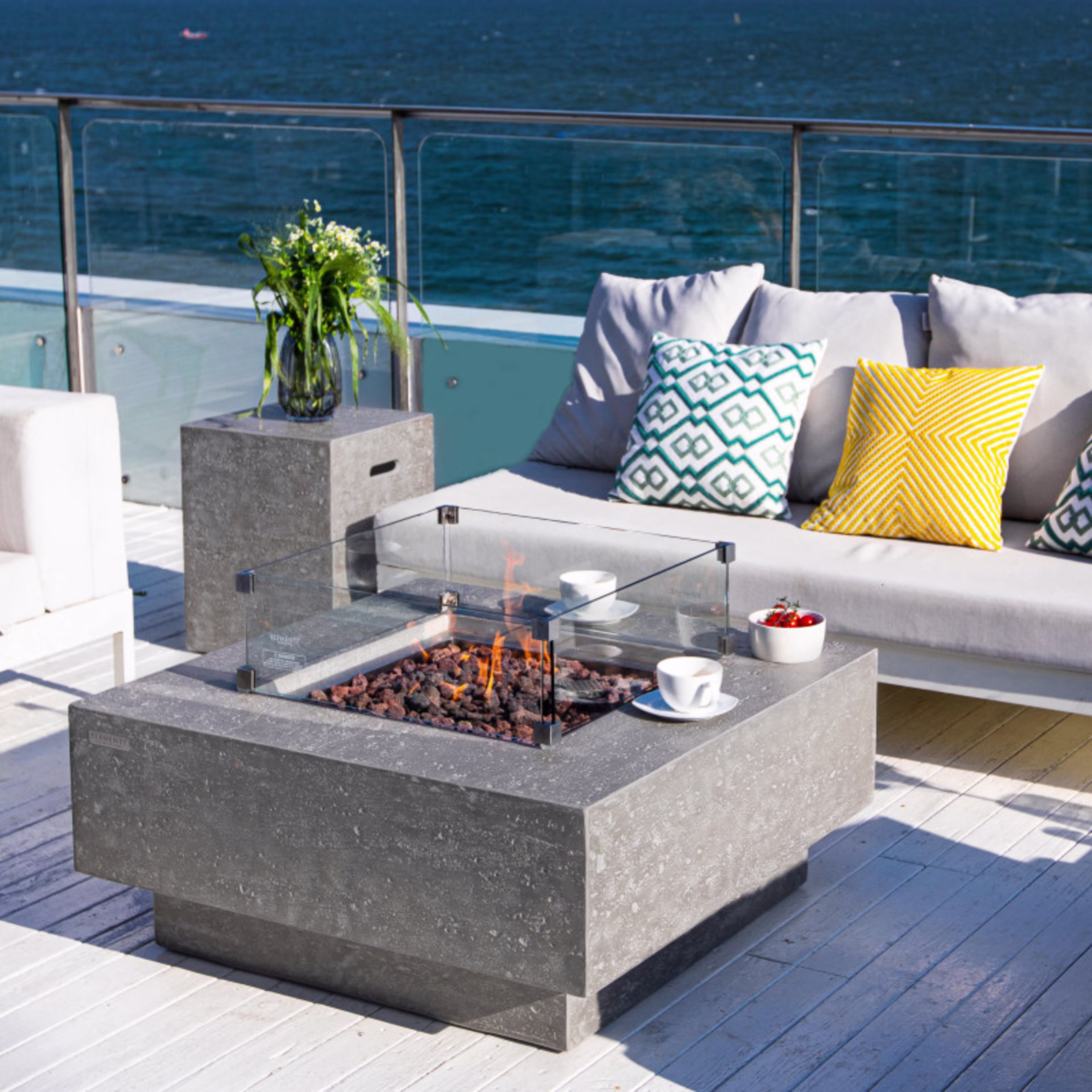 Elementi Manhattan 36" Square Concrete Gas Fire Table Customizable