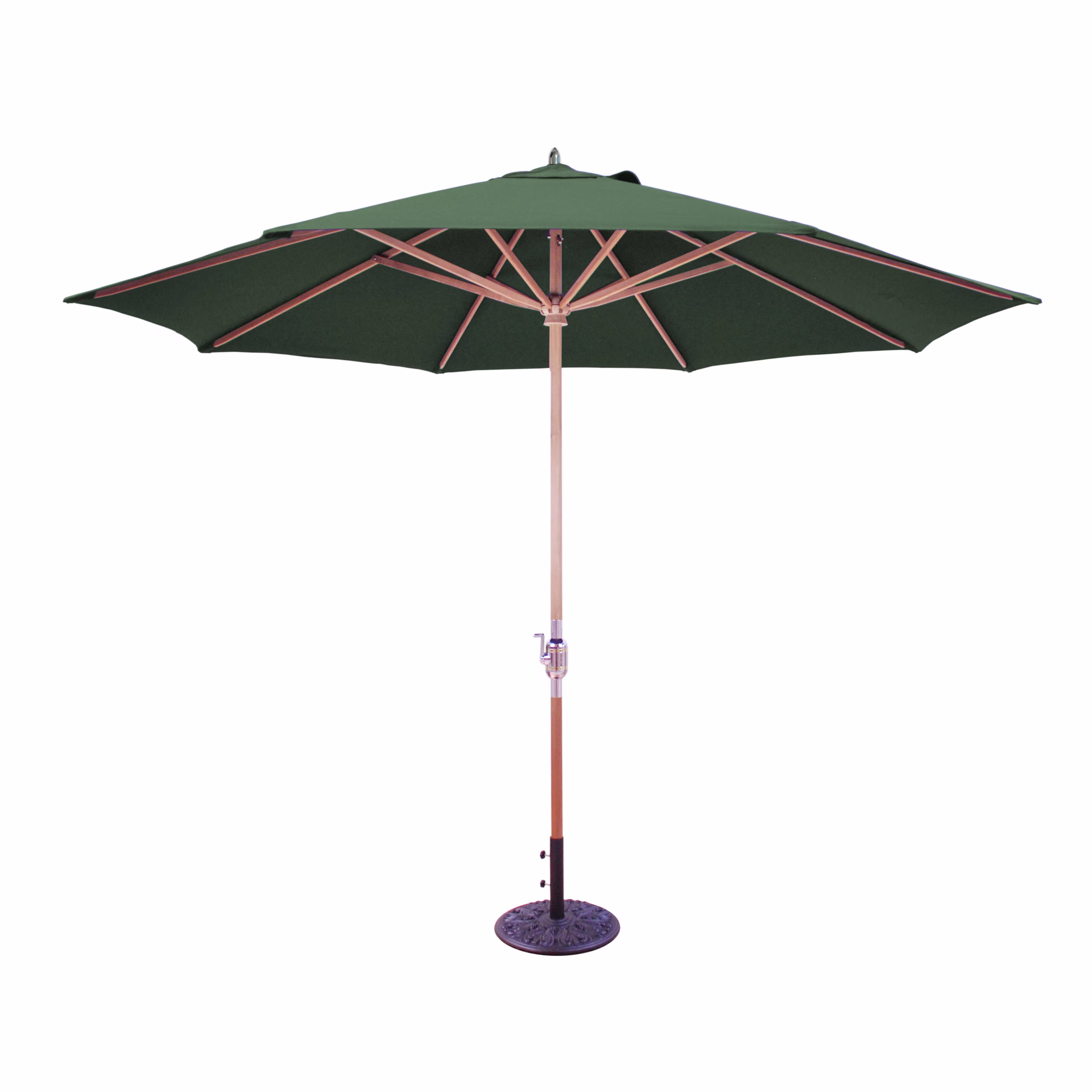 Galtech Crank Lift 11' Octagonal Teak Market Patio Umbrella