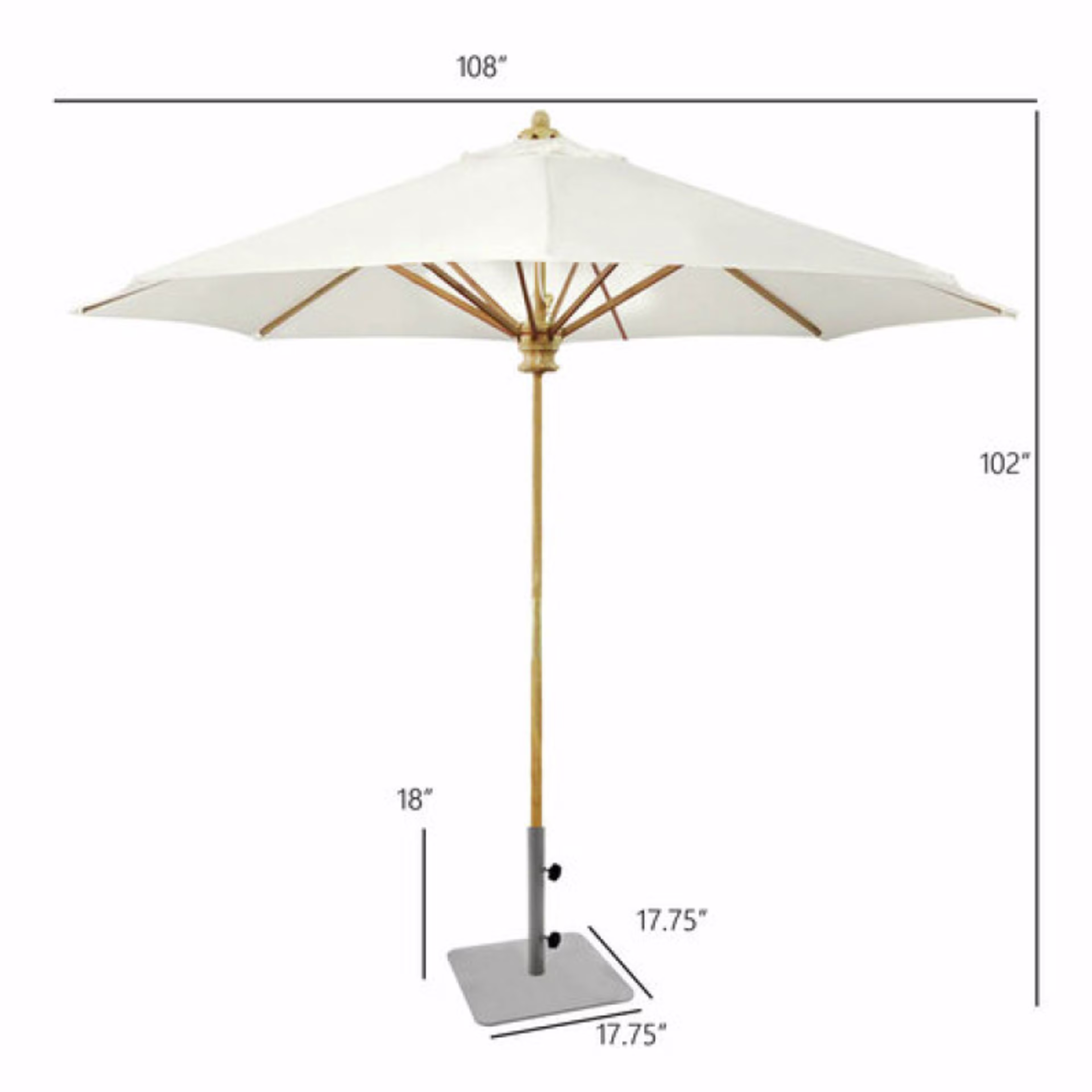 Kingsley Bate 9' Octagonal Teak Market Patio Umbrella