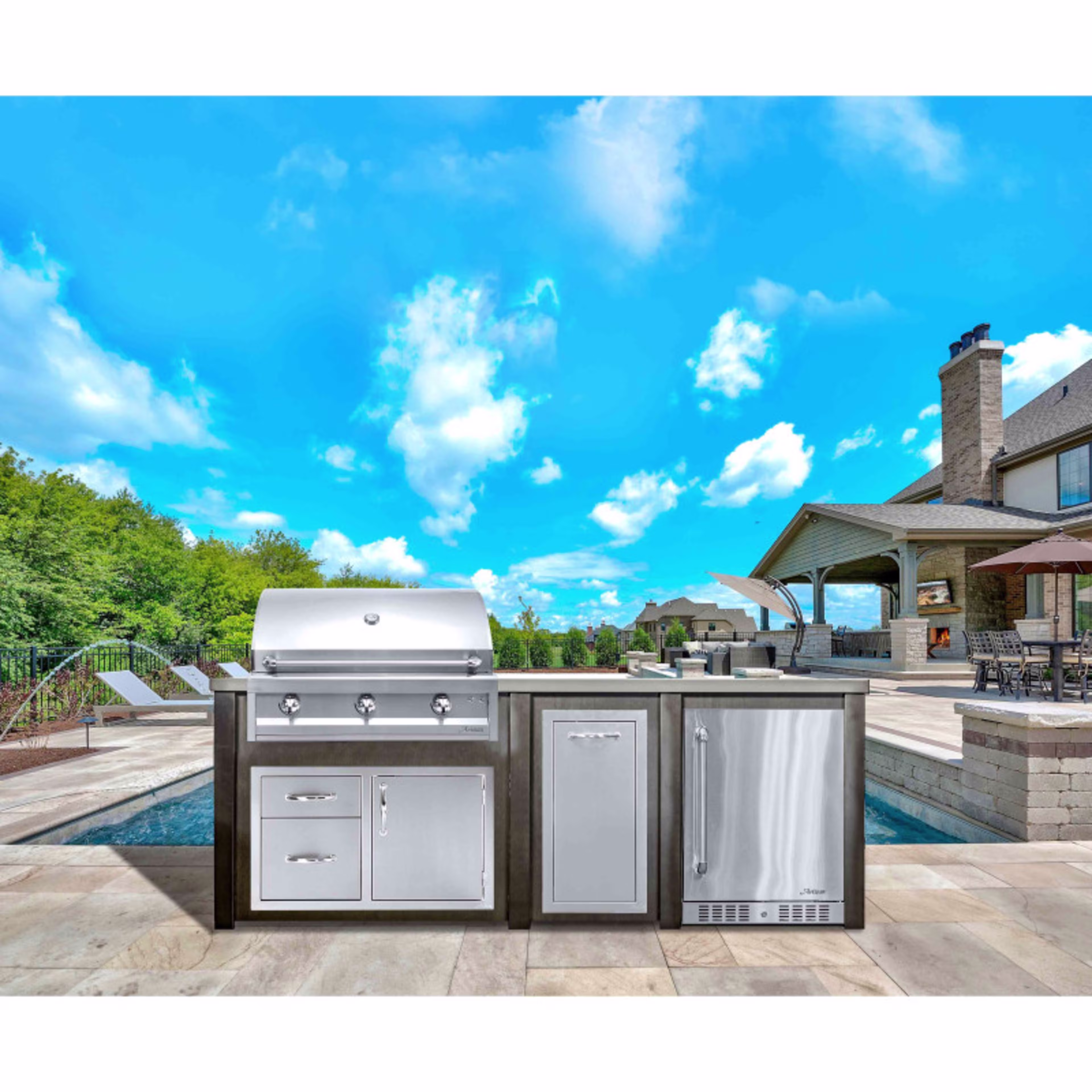Haven Outdoor 8' Outdoor Kitchen Island with American Eagle 36" Grill