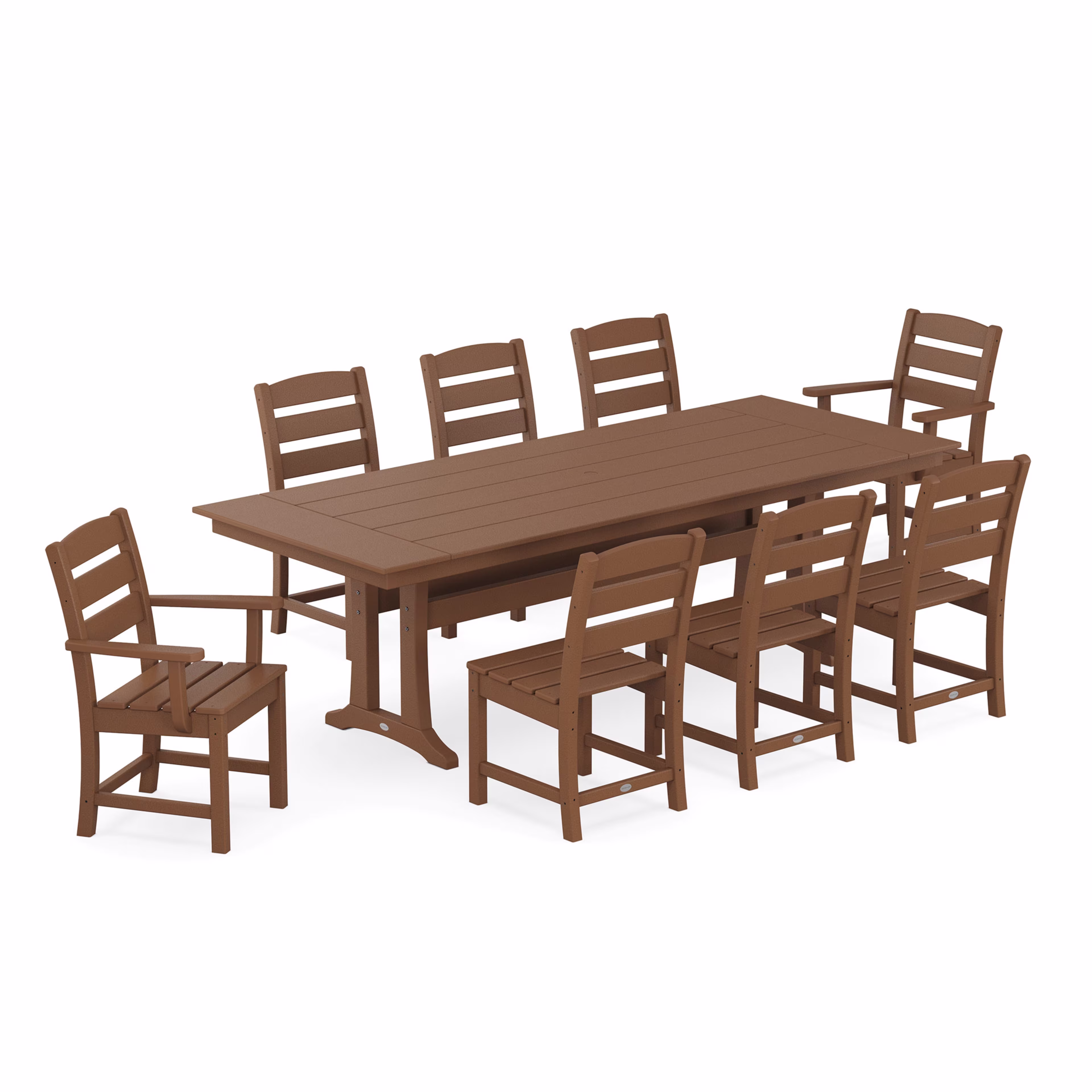 Polywood Lakeside 9-Piece Farmhouse Dining Set with Trestle Legs